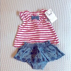 Striped Red and Blue Baby Girl Outfit